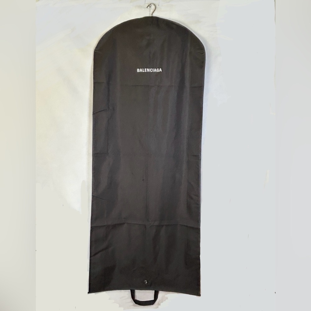 Balenciaga Extra Long Black Garment Bag with heavy duty chrome hanger.  63”x 25”